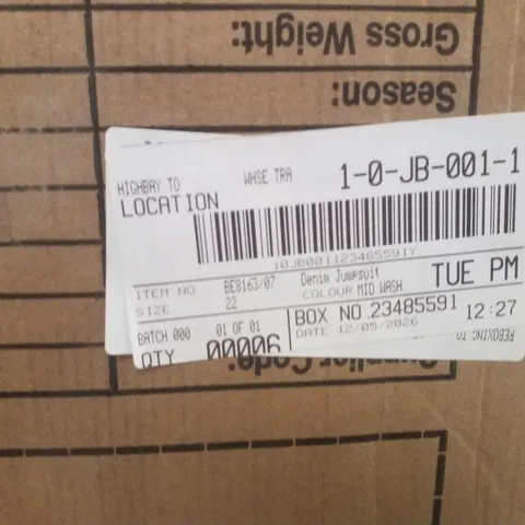 BOX CONTAINING APPROXIMATELY 6X BRAND NEW SIMPLY BE DENIM JUMPSUIT - COLOUR MID WASH - SIZE 22