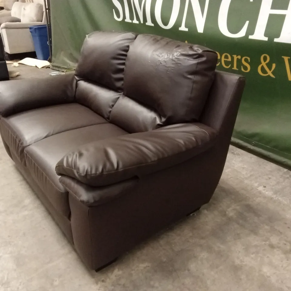 VERONA 2 SEATER LEATHER SOFA - BROWN