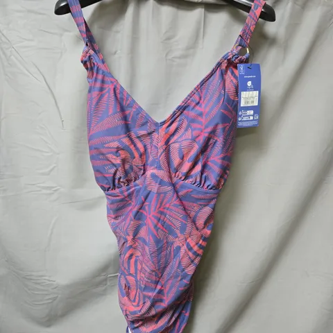 SPEEDO WOMEN'S ONE-PIECE SWIMSUIT – PURPLE & PINK TROPICAL LEAF PRINT - SIZE 22