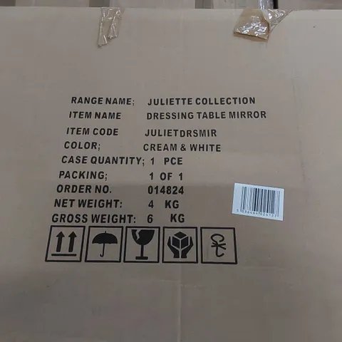 BOXED JULIENNE COLLECTION DRESSING TABLE MIRROR - CREAM/WHITE (1 BOX)