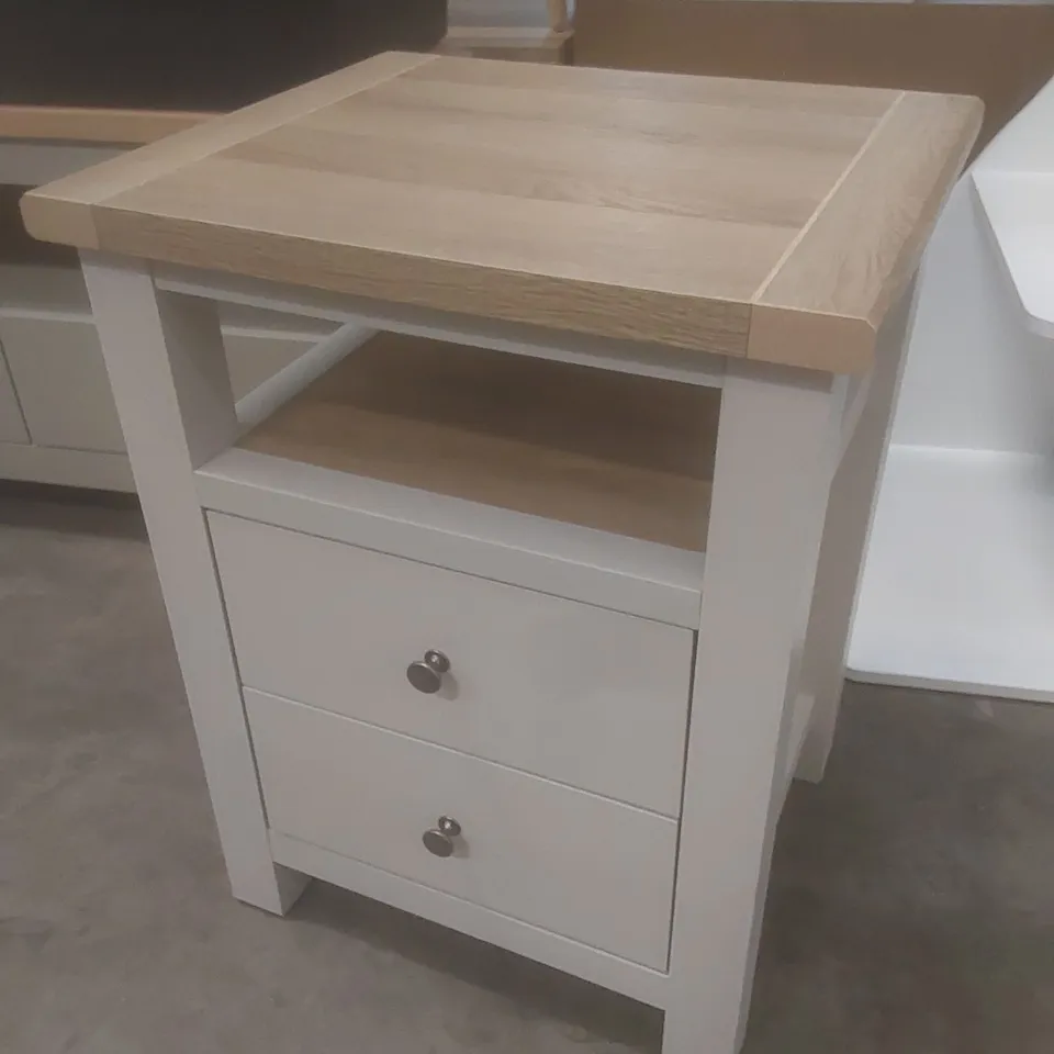 DESIGNER OLNEY 2 DRAWER BEDSIDE - STONE