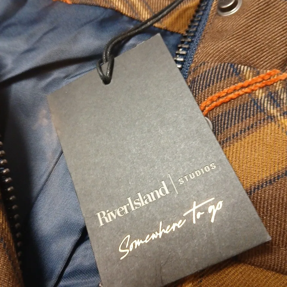 RIVER ISLAND STUDIOS BROWN PLAID JACKET – WOMEN, UK 18 (EU 44)