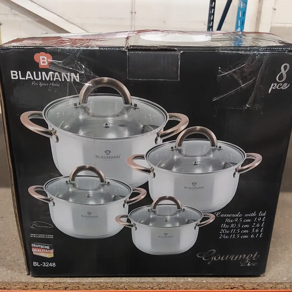 BOXED BLAUMANN STAINLESS STEEL NON STICK PAN SET (1 BOX)