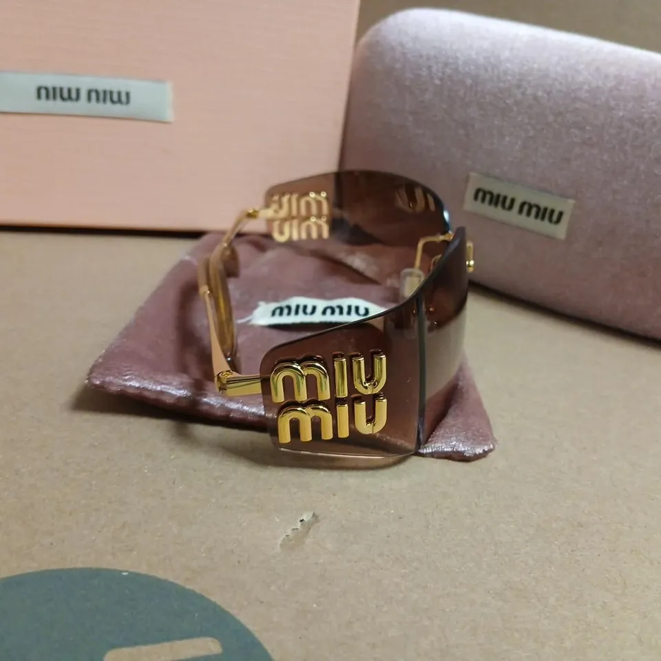 MIU MIU SUNGLASSES – BROWN GRADIENT LENSES, GOLD-TONE FRAME