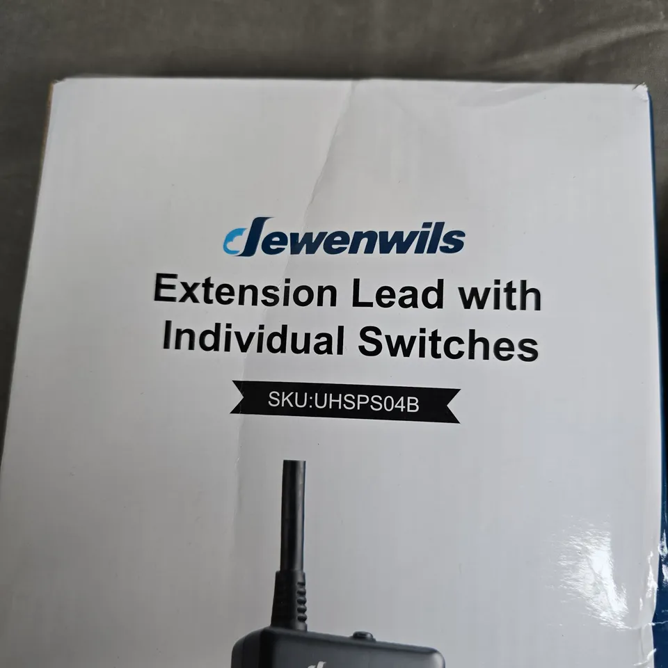 BOXED DEWENWILS EXTENSION LEAD WITH INDIVIDUAL SWITCHES – 4 WAY POWER STRIP (UK PLUG)