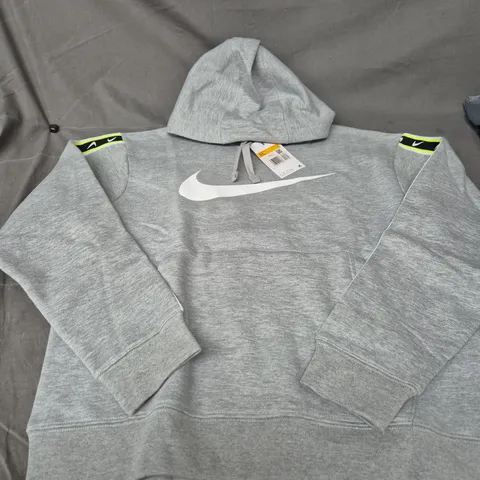 NIKE MEN'S GREY HOODIE WITH WHITE SWOOSH LOGO SIZE M 