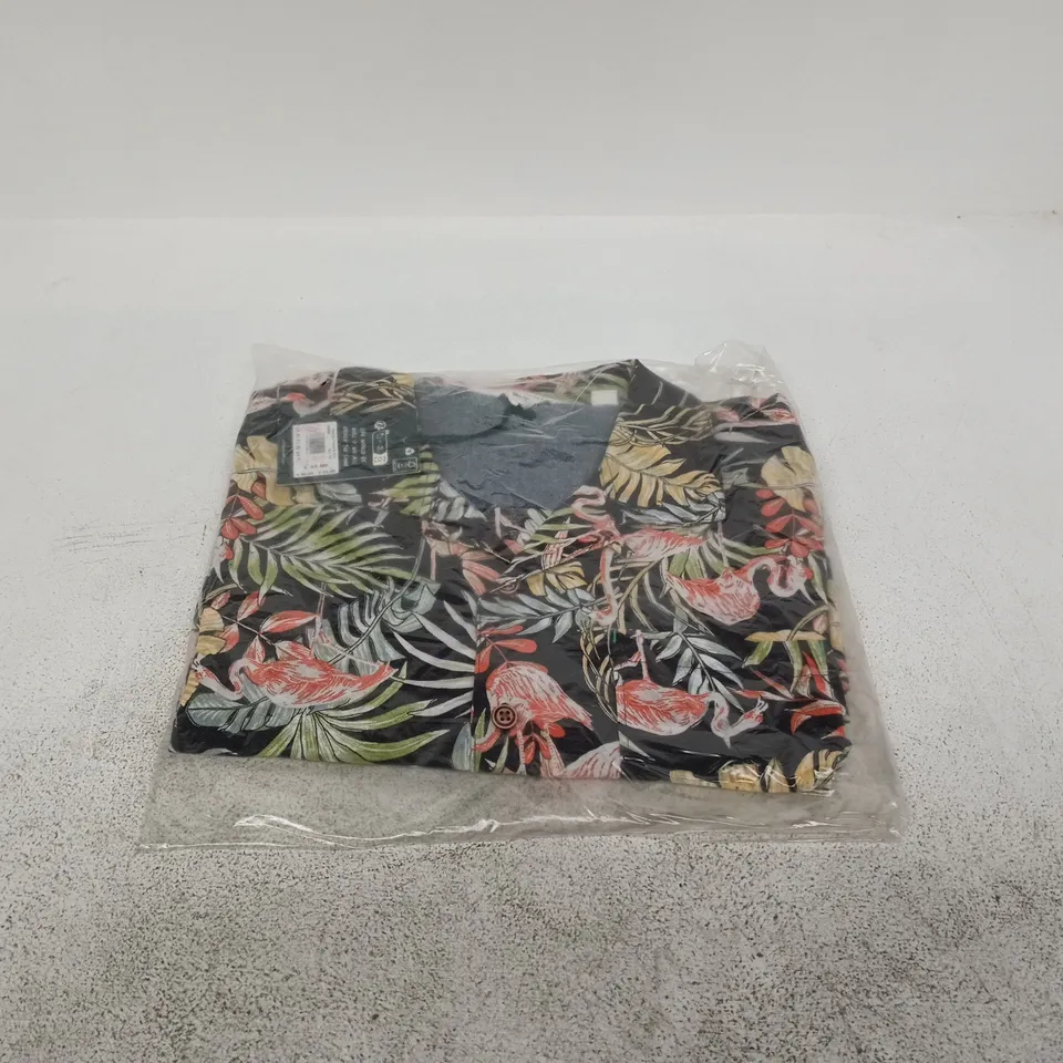 WHITE STUFF FLAMINGO PRINTED SHORT-SLEEVE SHIRT – UK XL (EU XL, US XL)