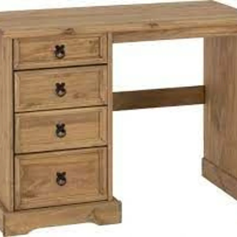 BOXED CORONA  4 DRAWER DRESSING TABLE IN DISTRESSED WAX PINE 