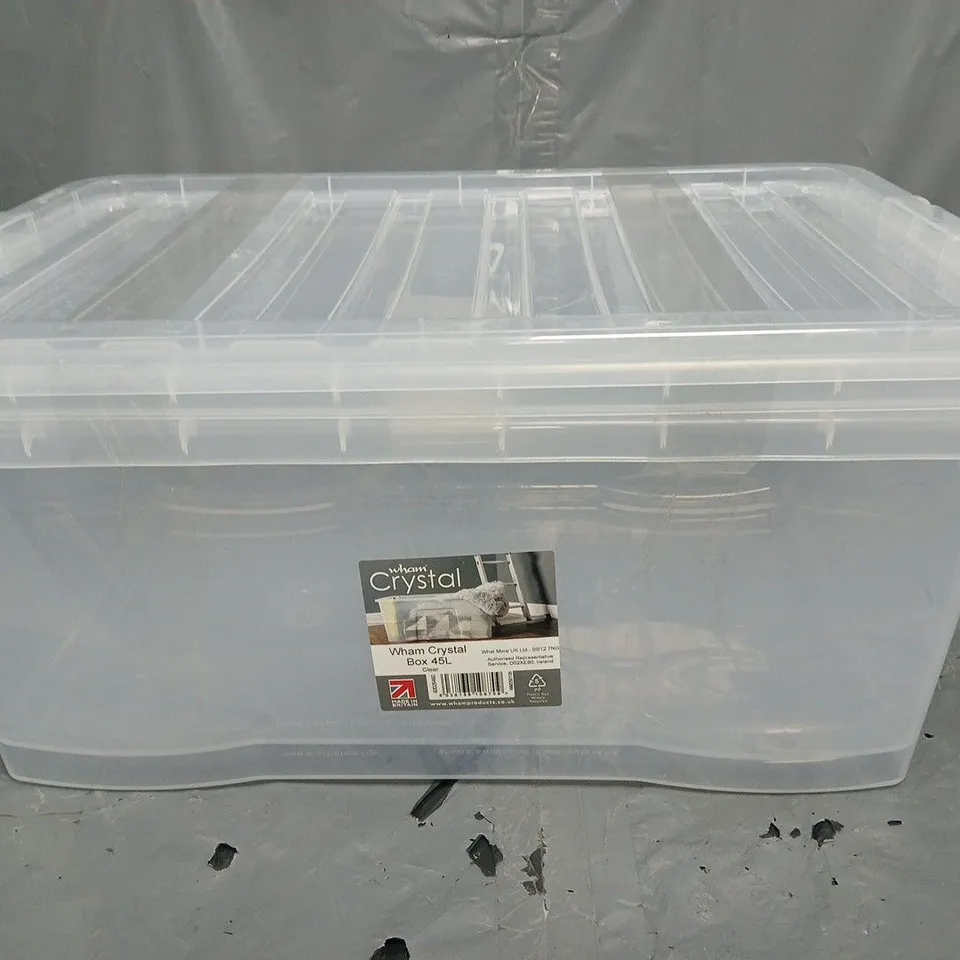 WHAM CRYSTAL SET OF 2 CLEAR 45L PLASTIC STORAGE BOXES