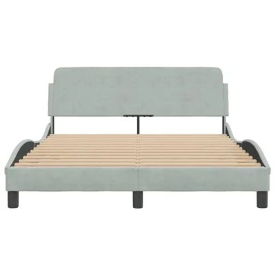 BOXED VIDAXL BED FRAME WITH HEADBOARD LIGHT GREY 135X190 CM DOUBLE (1 BOX)