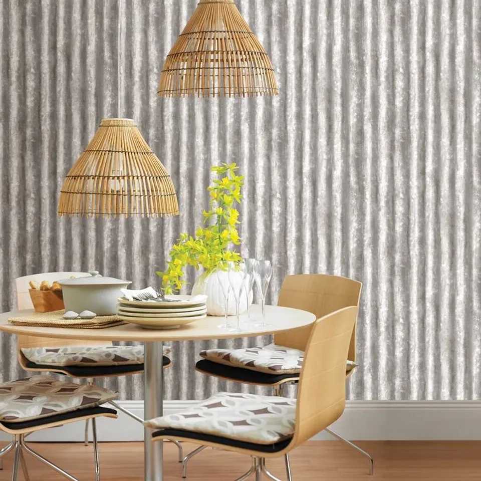 BOXED RECLAIMED WALLPAPER CORRUGATED METAL 10.05M × 52CM