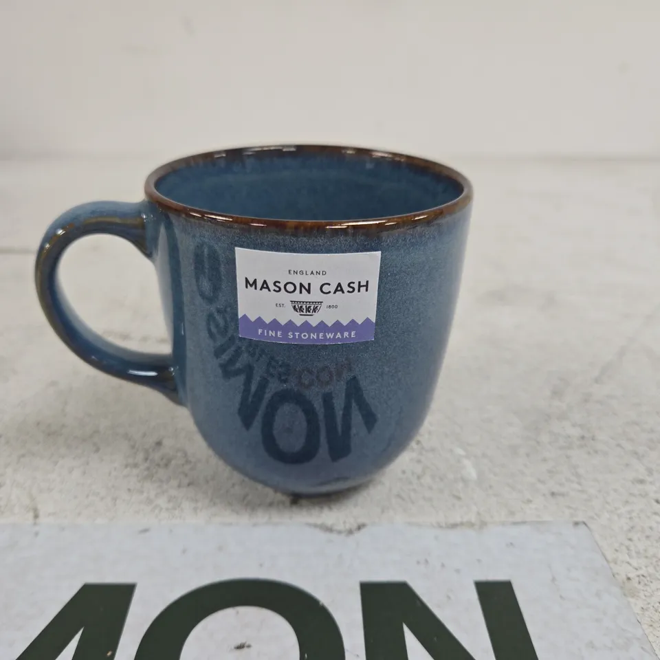 SET OF 4 MASON CASH FINE STONEWARE BLUE CUPS BOXED
