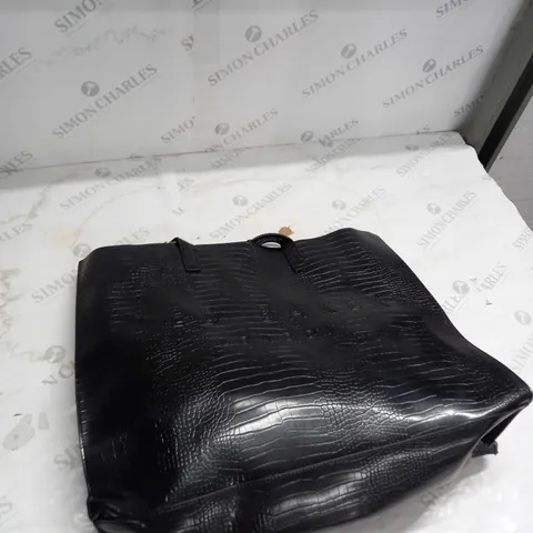 BLACK TED BAKER FAUX LEATHER HANDBAG