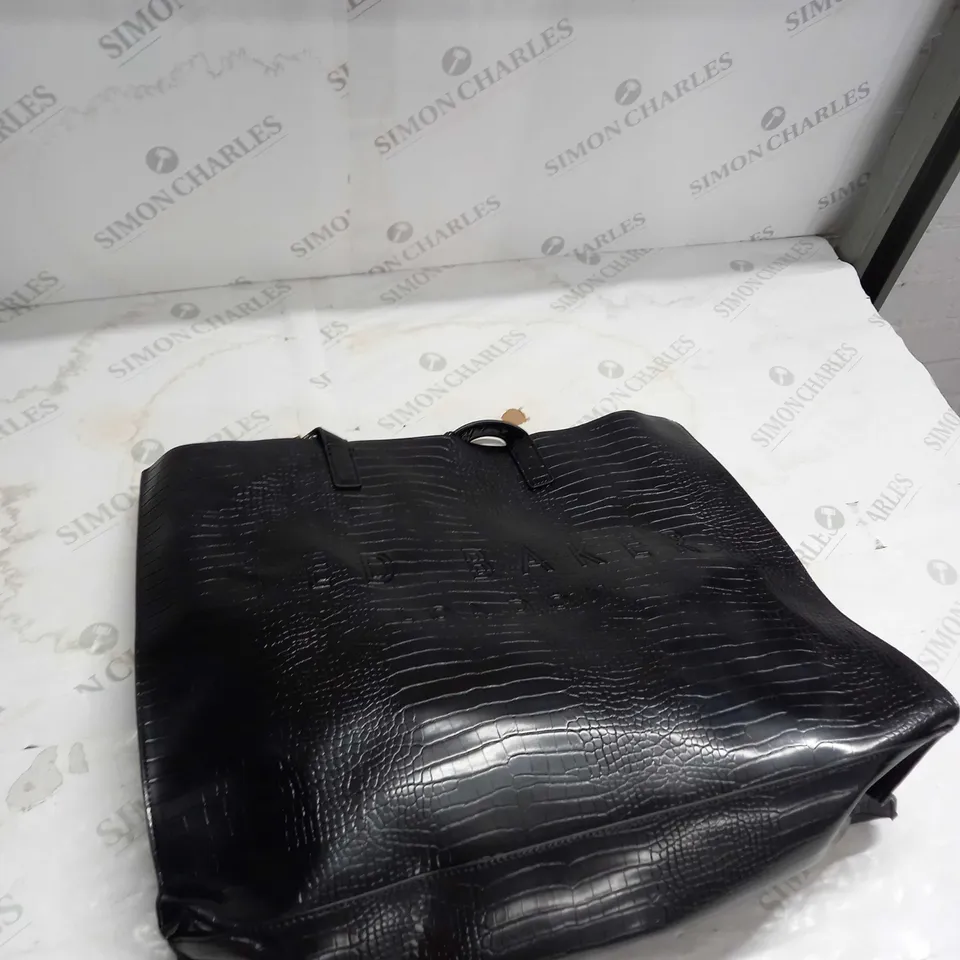 BLACK TED BAKER FAUX LEATHER HANDBAG 