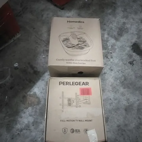 PALLET OF ASSORTED ITEMS TO INCLUDE; FOOTSPA, TV WALL MOUNT 