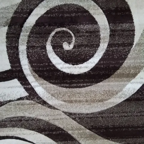 LORENZO PATTERN BROWN WHIRLWIND DESIGN RUG IN SIZE 3'11×5'3