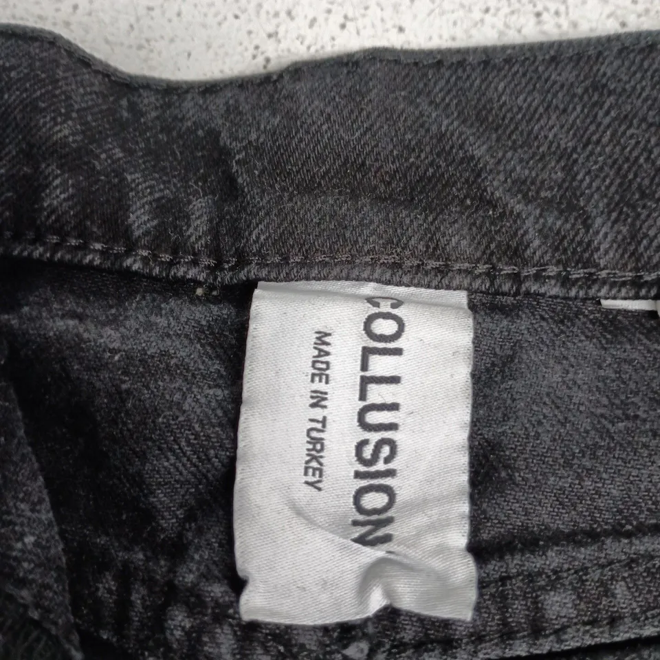 COLLUSION BLACK DENIM SKIRT - SIZE UK 6