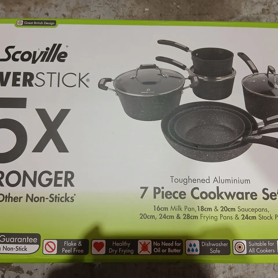 SCOVILLE NEVERSTICK 7-PIECE COOKWARE SET – TOUGHENED ALUMINIUM, BOXED