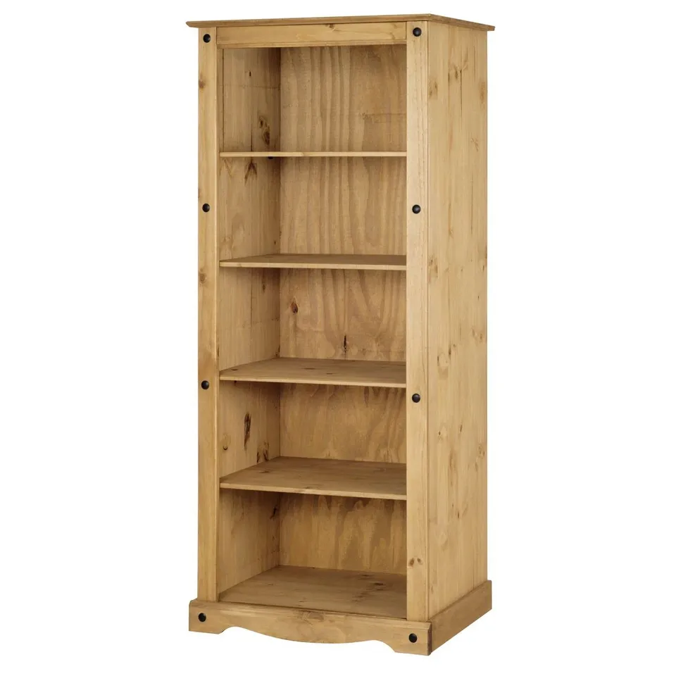 BOXED NATISHA BOOKCASE SOLID WOOD 5 SHELF - DISTRESSED WAXED PINE (1 BOX)
