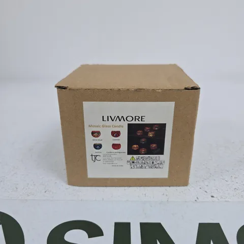 LIVMORE MOSAIC GLASS CANDLE SET – BOXED