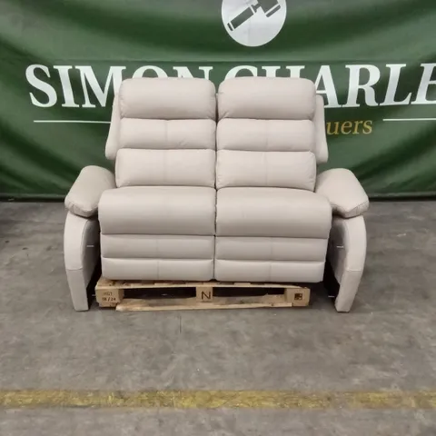QUALITY DESIGNER 2 SEATER LEATHER SOFA - CREAM