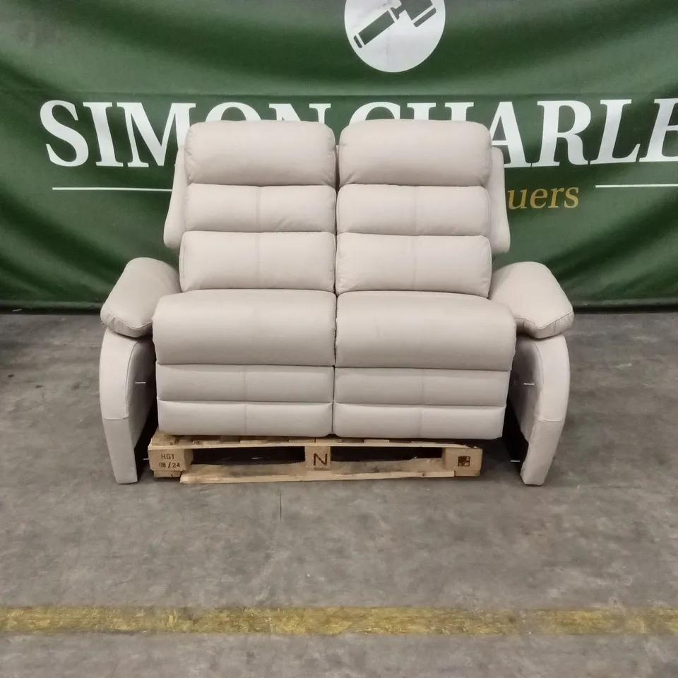 QUALITY DESIGNER 2 SEATER LEATHER SOFA - CREAM