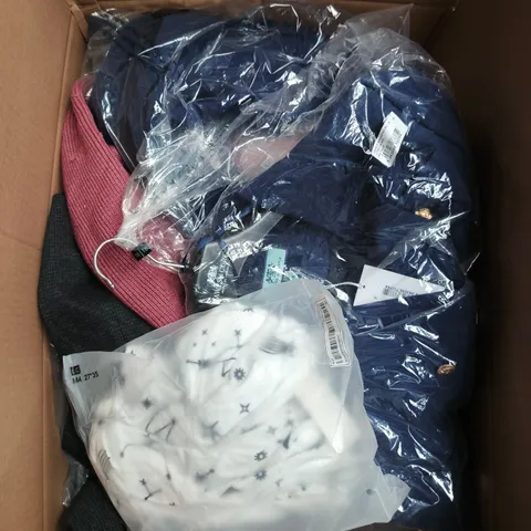 LARGE BOX OF APPROXIMATELY 25 ASSORTED CLOTHING ITEMS IN VARIOUS COLOURS, STYLES AND SIZES - COLLECTION ONLY