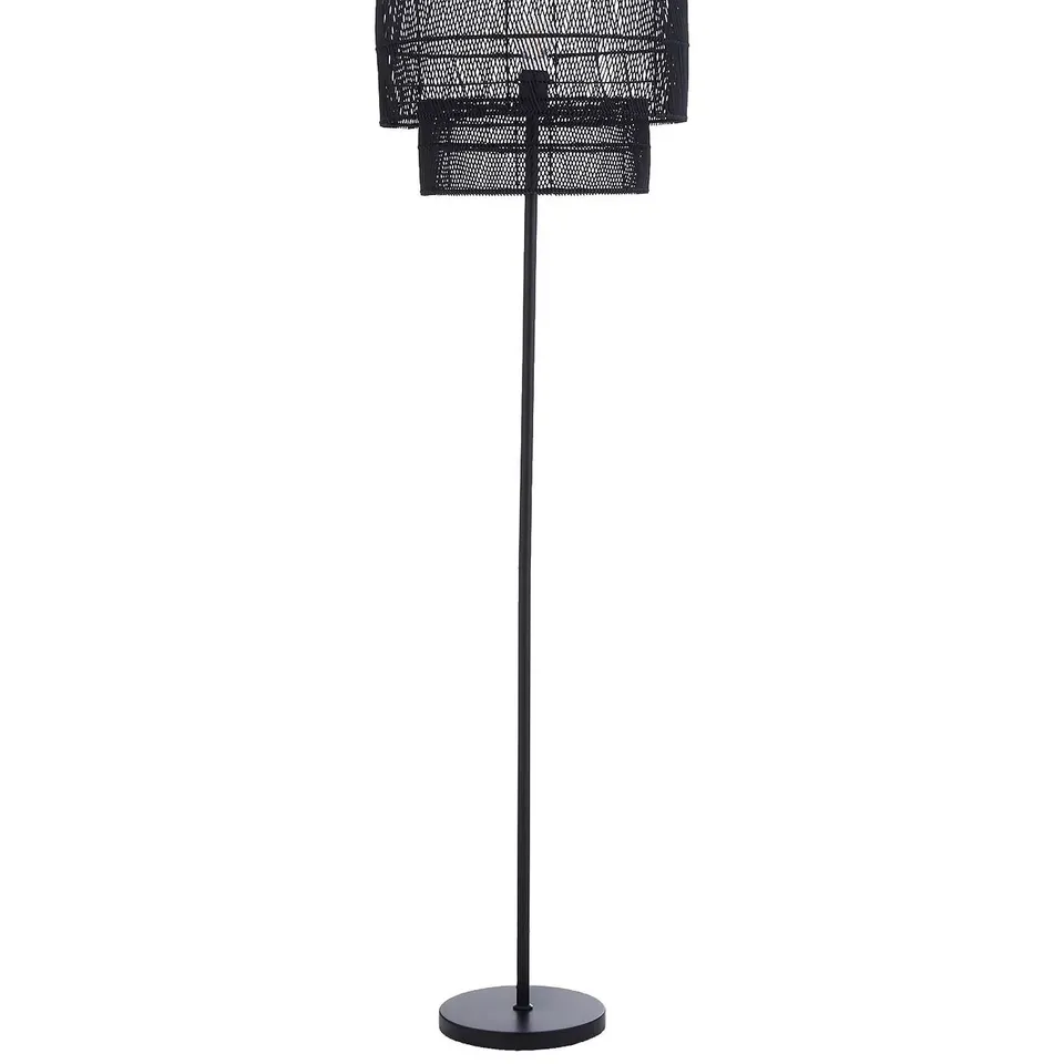 BOXED AMIRA 2 TIER RATTAN FLOOR LAMP  RRP £90