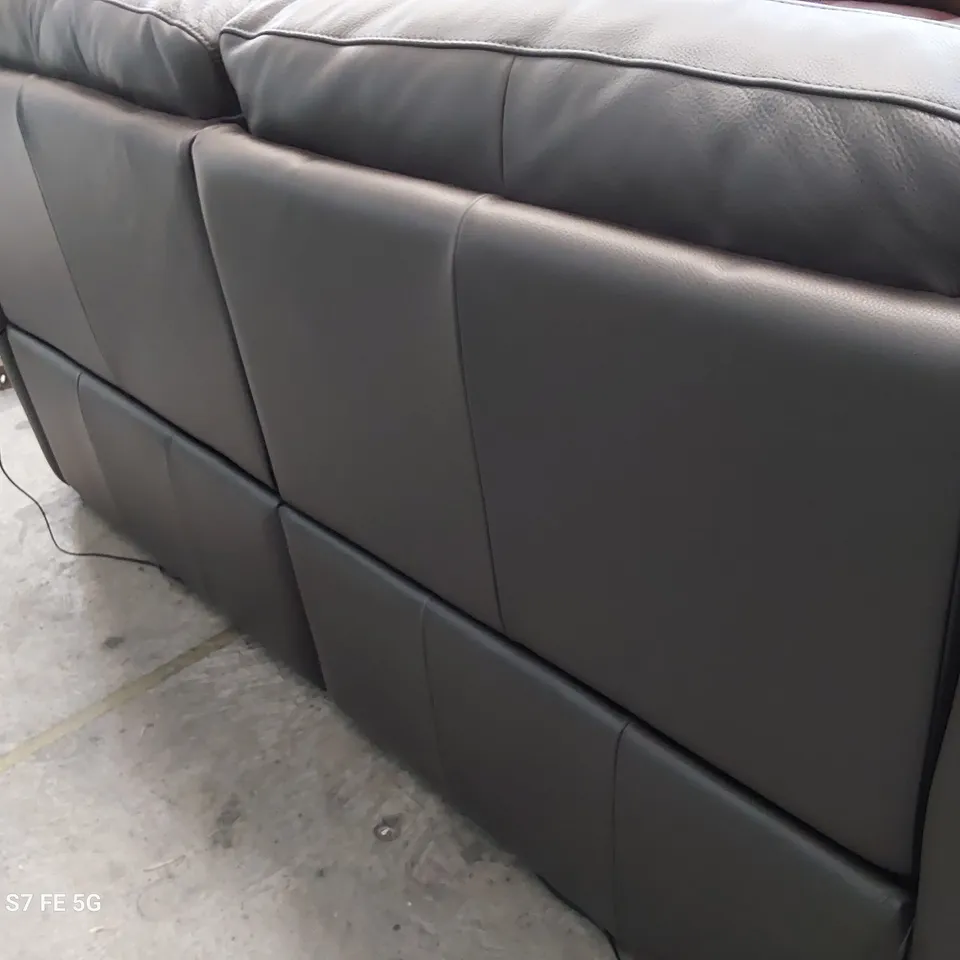QUALITY ITALIAN DESIGNER POWER RECLINING PARMA THREE SEATER SOFA CHARCOAL LEATHER 