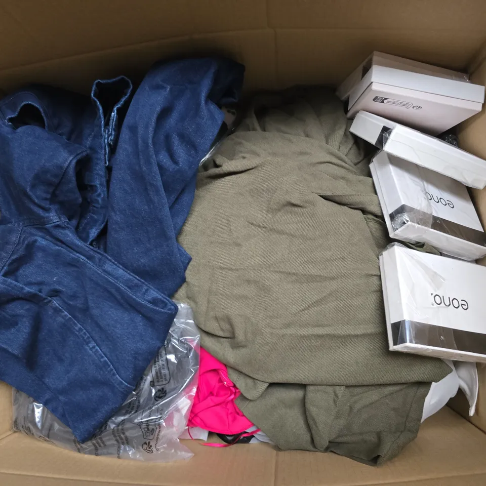 APPROXIMATELY 25 ASSORTED CLOTHING PRODUCTS IN VARIOUS STYLES & SIZES 