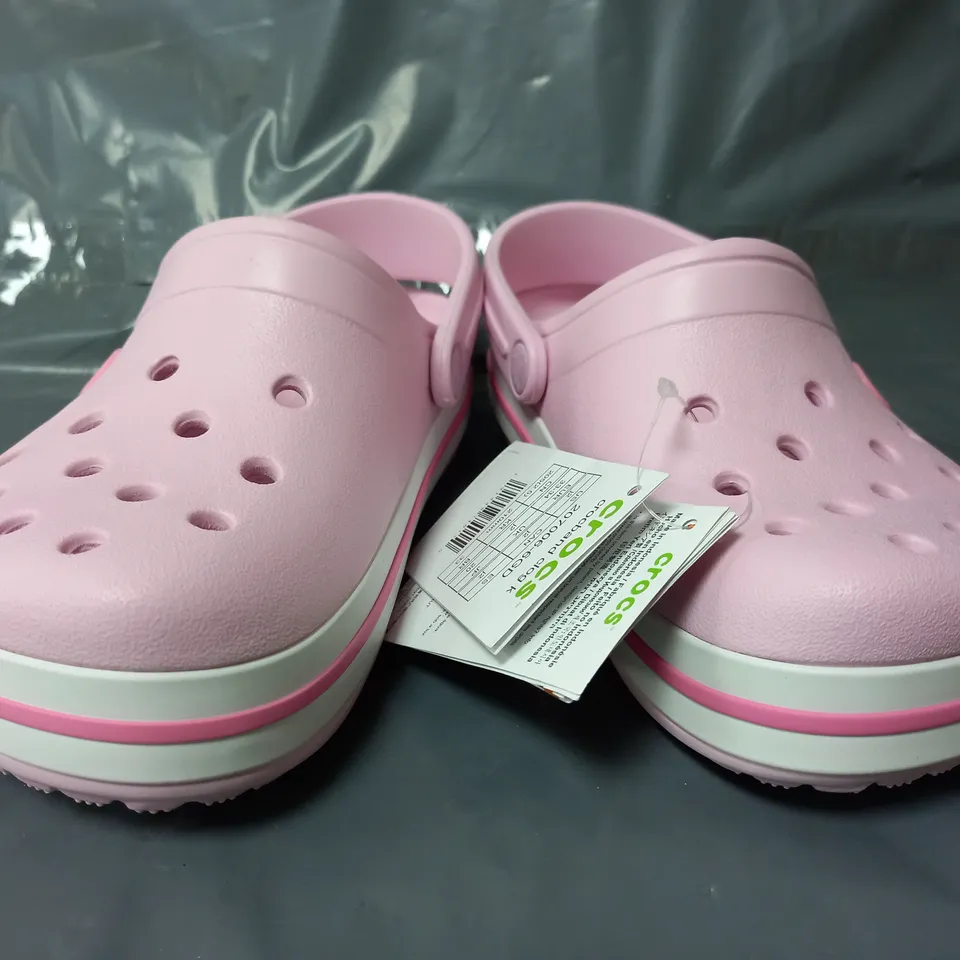 PAIR OF CROCBAND CLOGS IN PINK - UK J2