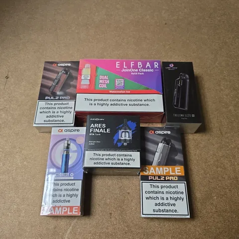APPROXIMATELY 15 ASSORTED E-CIGARETTE PRODUCTS TO INCLUDE - ASPIRE, ELFBAR, INNOKIN ETC