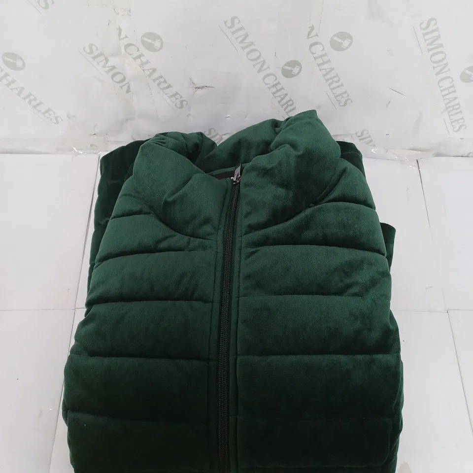 CENTIGRADE VELVET PUFFER COAT IN FOREST GREEN SIZE L 