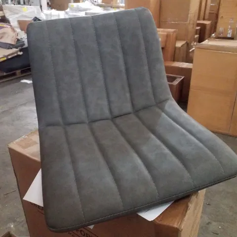 BOXED SET OF 2 GREY FAUX LEATHER DINING CHAIRS 
