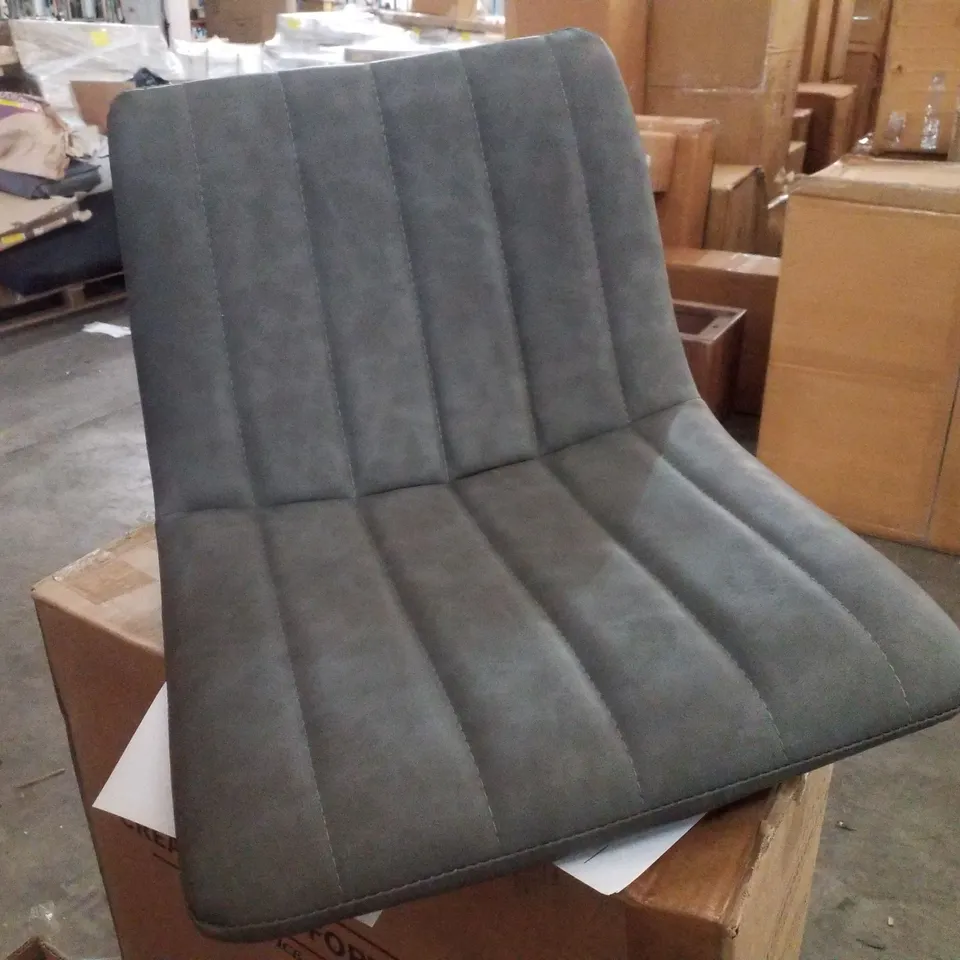 BOXED SET OF 2 GREY FAUX LEATHER DINING CHAIRS 