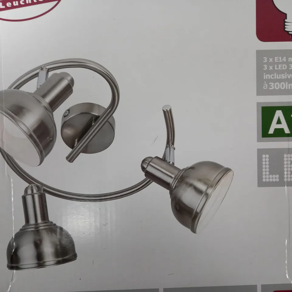 BOXED NINO LEUCHTEN 3 LIGHT CEILING LAMP METAL SILVER