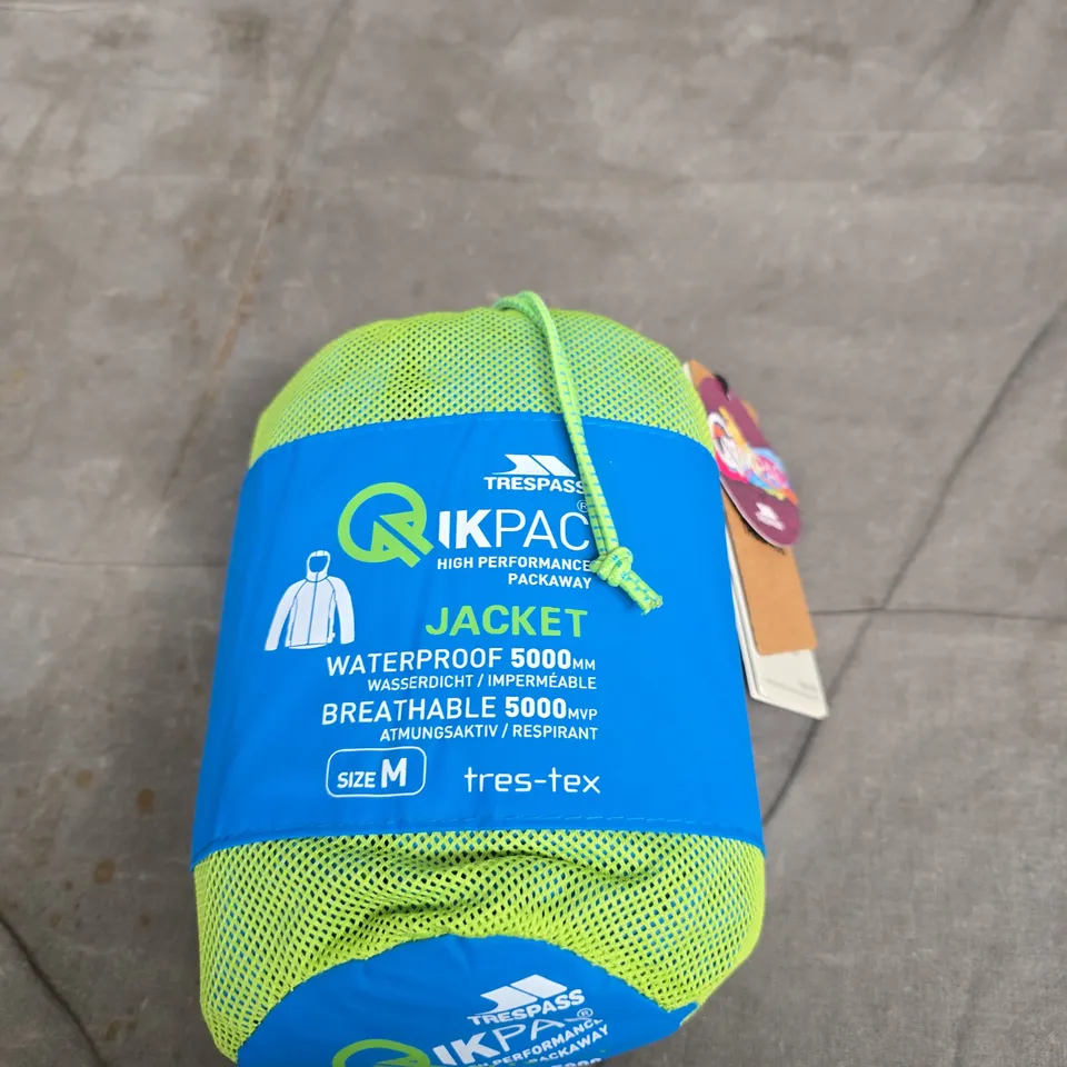 TRESPASS IKPACK JACKET – WATERPROOF PACKABLE JACKET, SIZE M