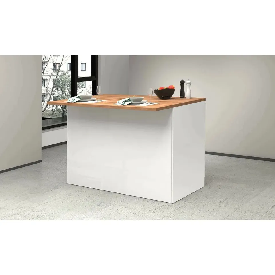 BOXED MYRLAINE WOOD KITCHEN ISLAND (3 BOXES)
