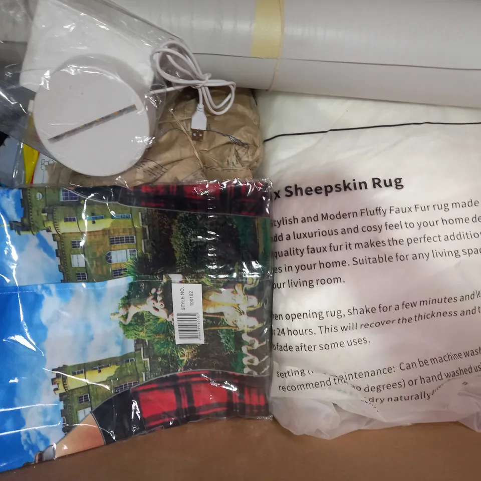 BOX OF APPROXIMATELY 15 ASSORTED HOUSEHOLD ITEMS TO INCLUDE 2-WAY DOGOTAL AUDIO SPLITTER, HOT HANDS HAND WARMERS, MULTIFUNCTIONAL CHLORINE TABLETS, ETC