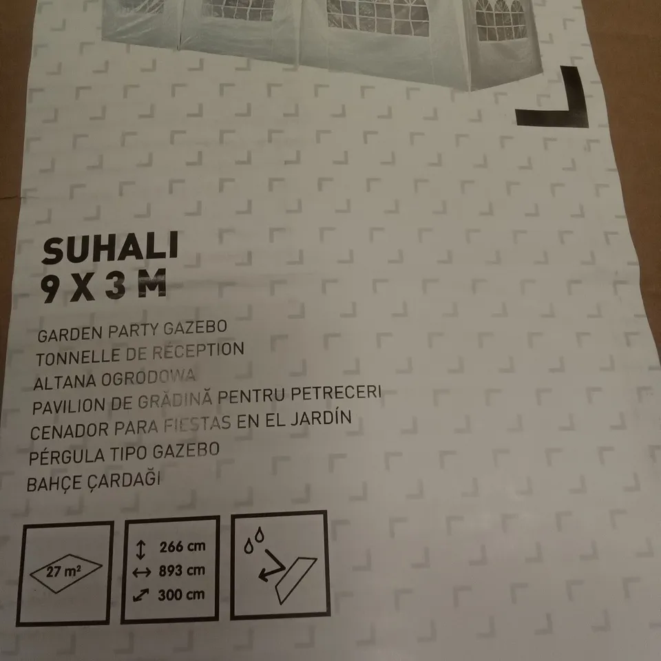 BOXED SUHALI GARDEN PARTY GAZEBO 9 X 3M