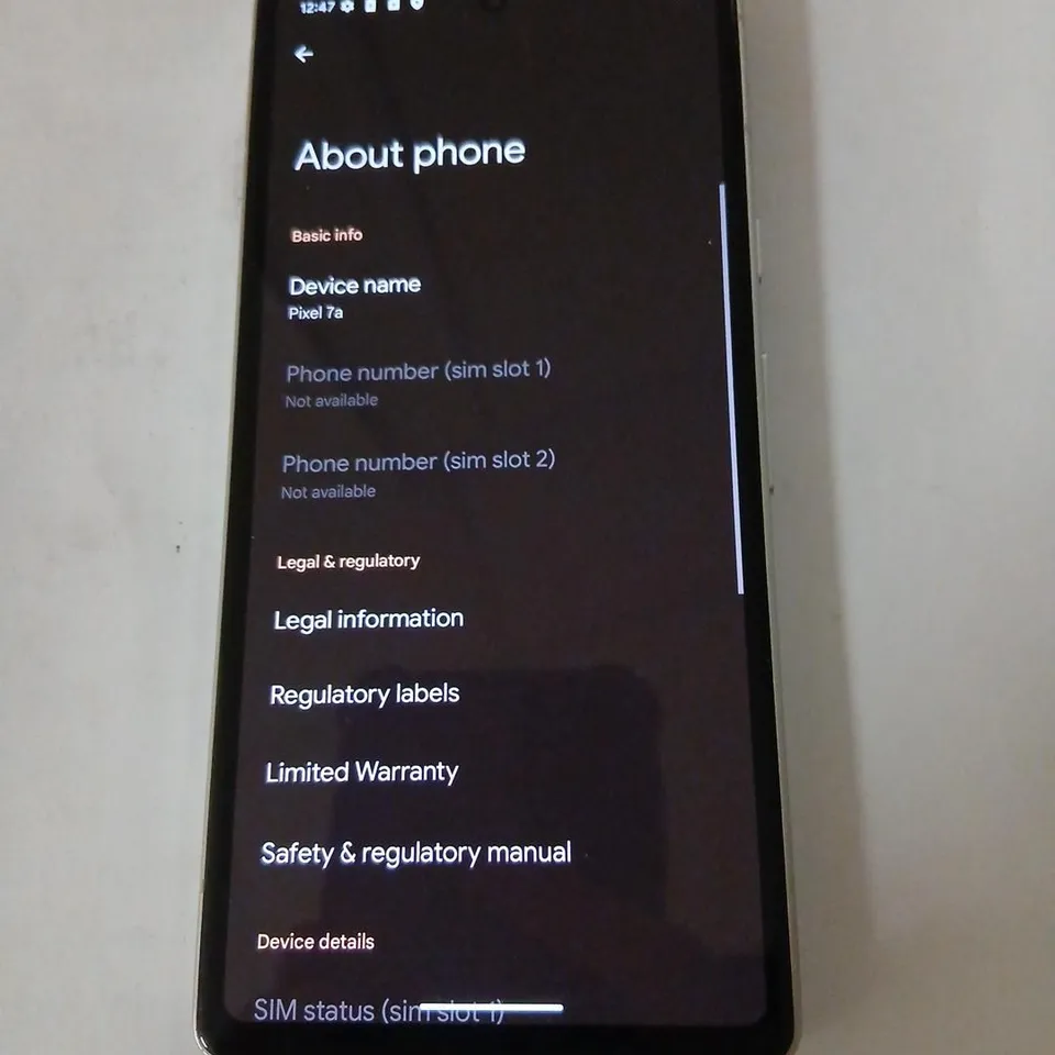 GOOGLE PIXEL 7A SMARTPHONE – WHITE