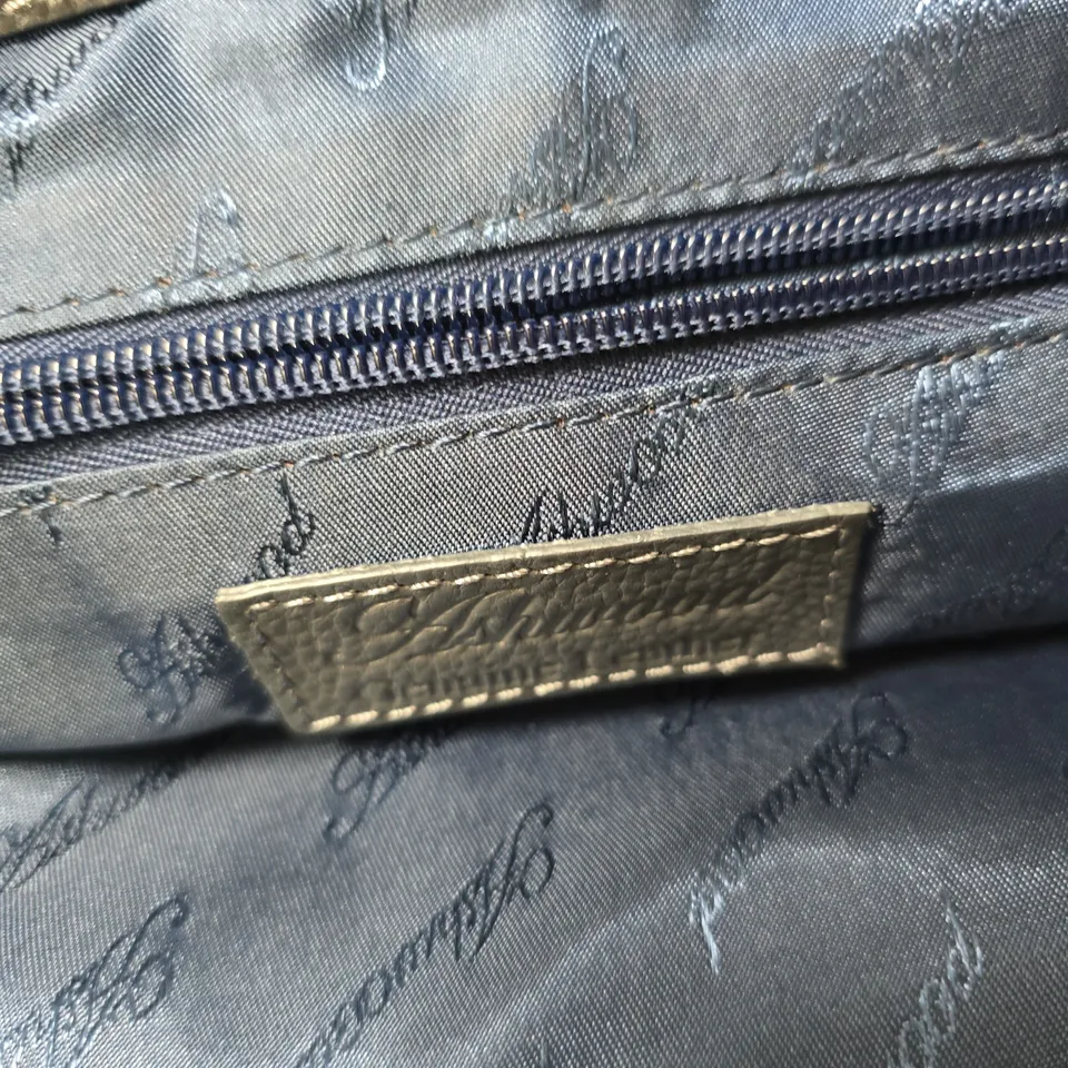 ASHWOOD PEBBLED GREY LEATHER SHOULDER BAG WITH GOLD HARDWARE