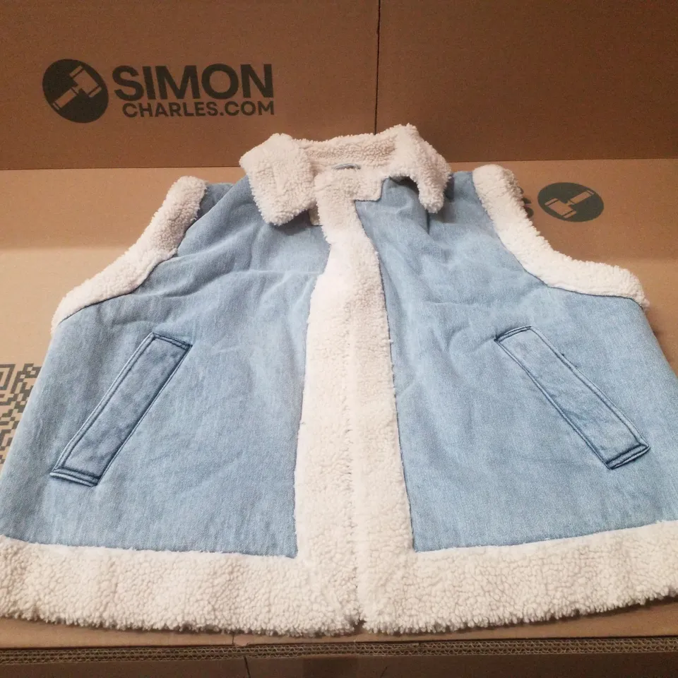 BOX CONTAINING APPROXIMATELY 4 BRAND NEW SIMPLY BE BLUE REGULAR SLEEVELESS DENIM GILETS - SIZE 20