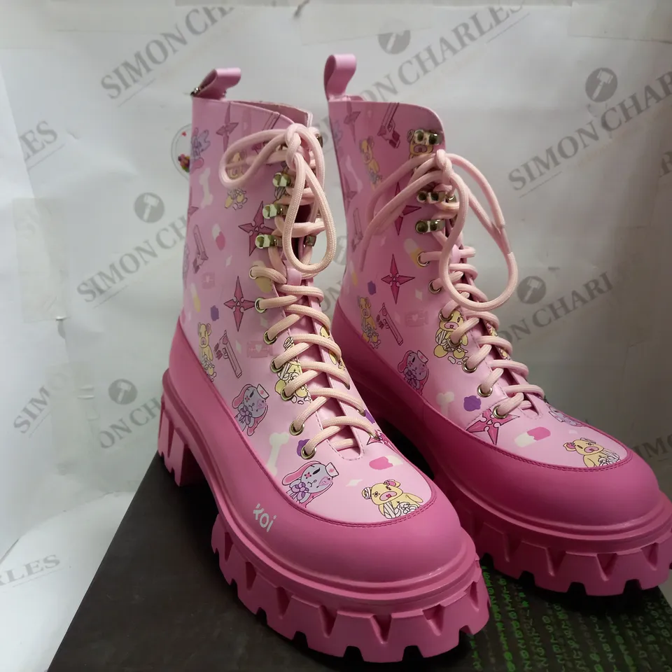 KOI VEGAN CHIMERA PRINTED PINK BOOTS - SIZE 7