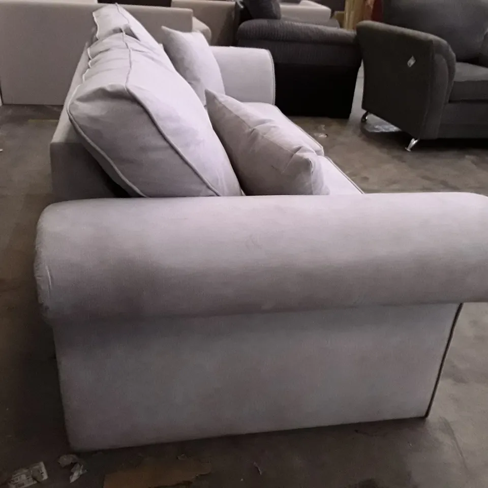 QUALITY DESIGNER 3 SEATER SOFA - LIGHT GREY FABRIC