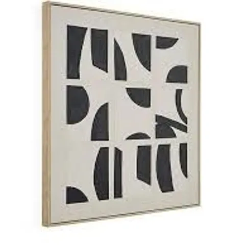 BLACK AND WHITE ABSTRACT SQUARE HAND-PAINTED CAPPED CANVAS WALL ART