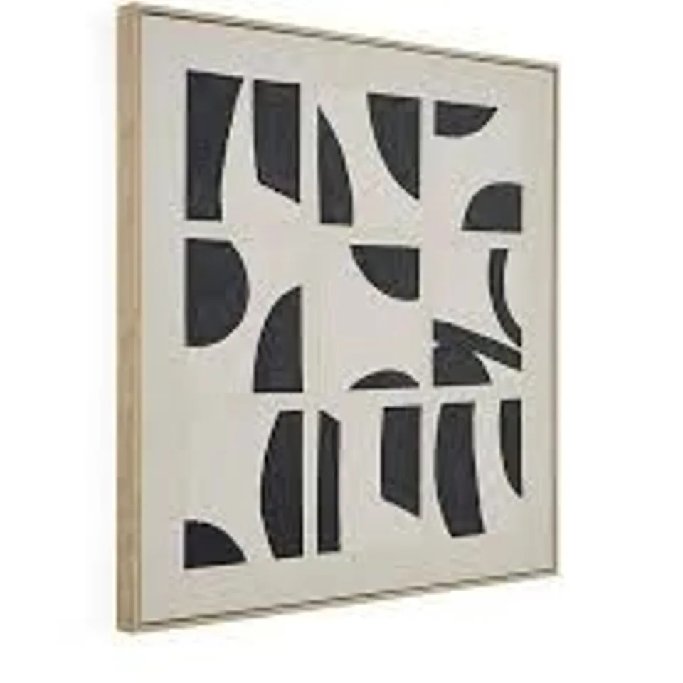 BLACK AND WHITE ABSTRACT SQUARE HAND-PAINTED CAPPED CANVAS WALL ART