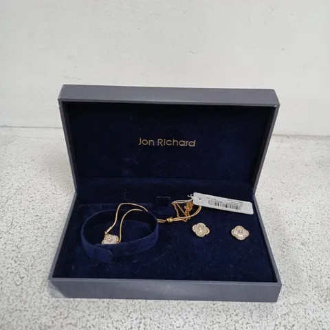 JOHN RICHARD GOLD PLATED CRYSTAL CLOVER TRIO SET - GIFT BOXED
