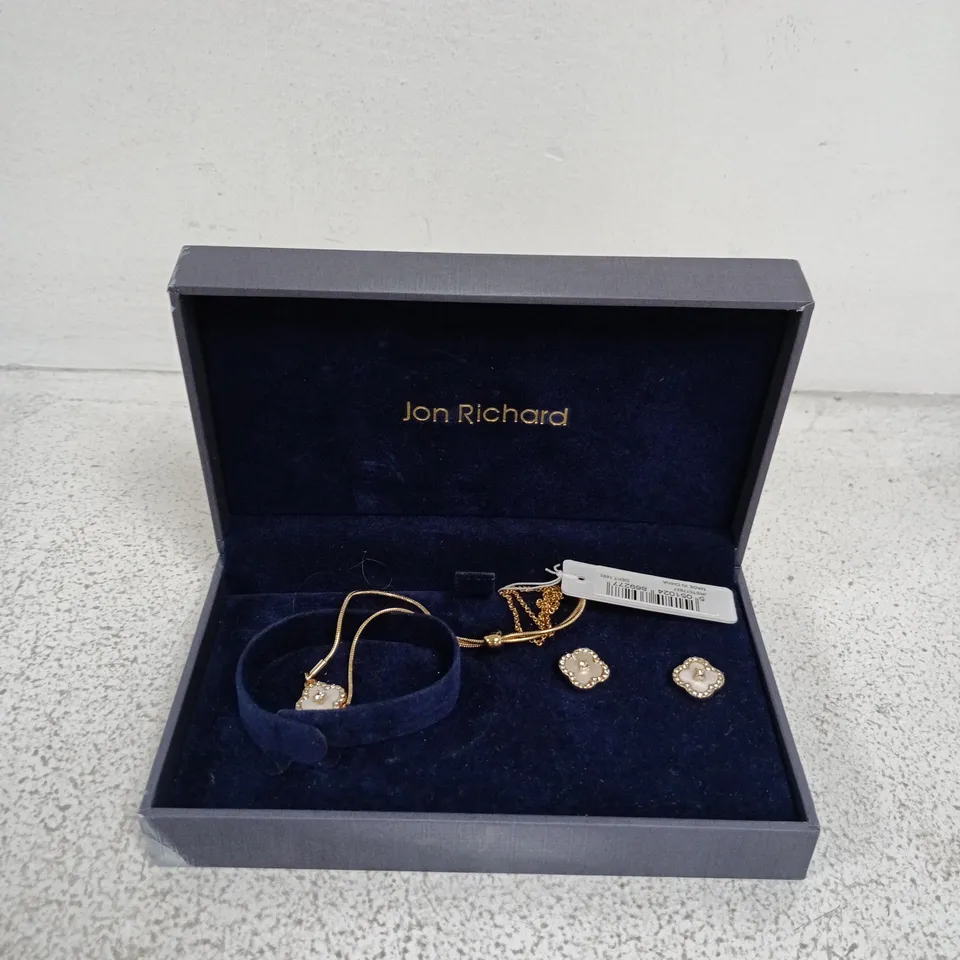 JOHN RICHARD GOLD PLATED CRYSTAL CLOVER TRIO SET - GIFT BOXED   
