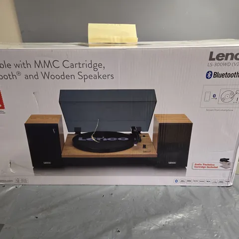LENCO LS-300WD TURNTABLE WITH MMC CARTRIDGE BLUETOOTH AND WOODEN SPEAKERS